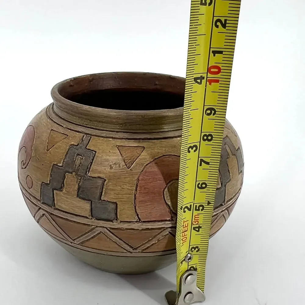 Vintage Portugal Pottery Hand Made Inca Collection Hand-Carved & Hand-Painted